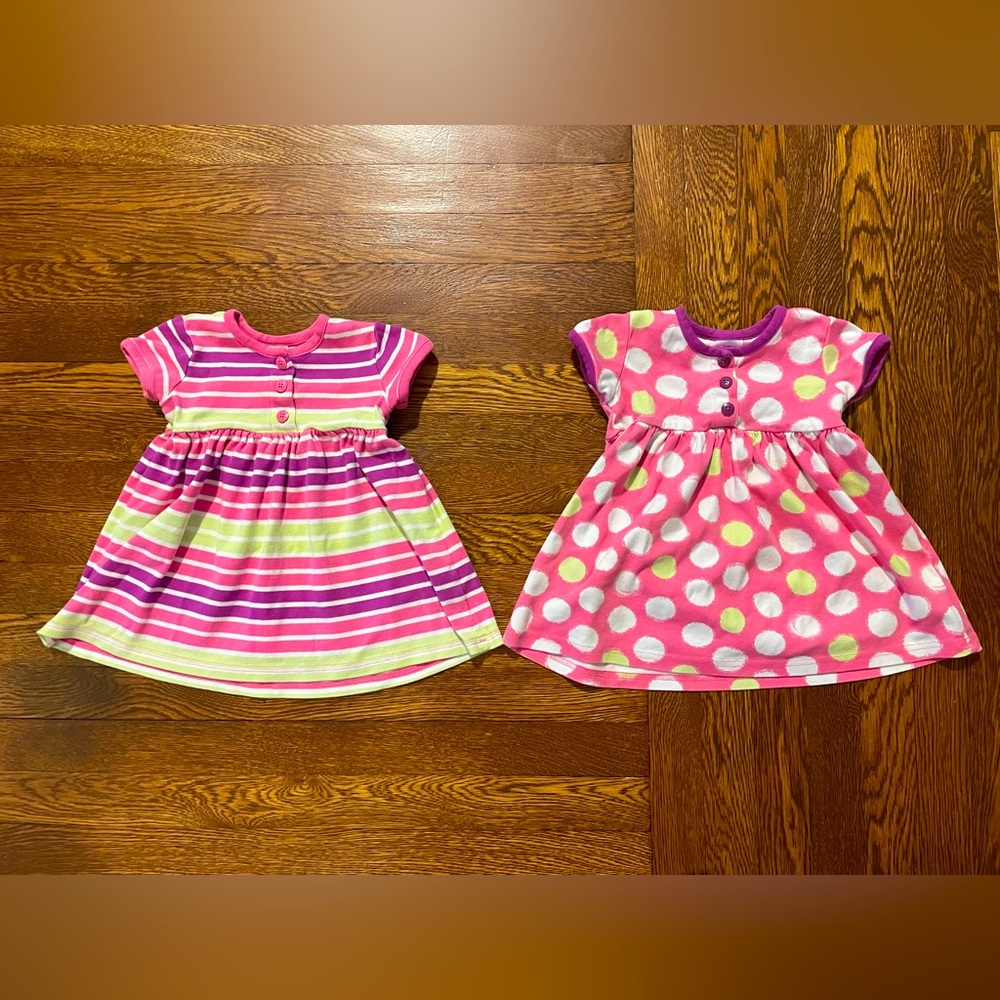 Hanna Andersson Pink Purple & Green Twirl Play Dress Lot Size 80 cm 18-24 Months